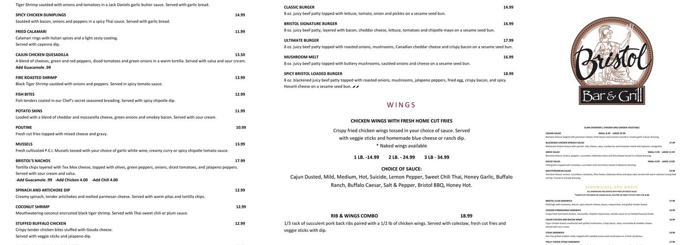 BRISTOL ON RATHBURN Menu