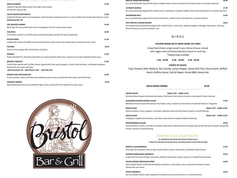 BRISTOL ON RATHBURN Menu