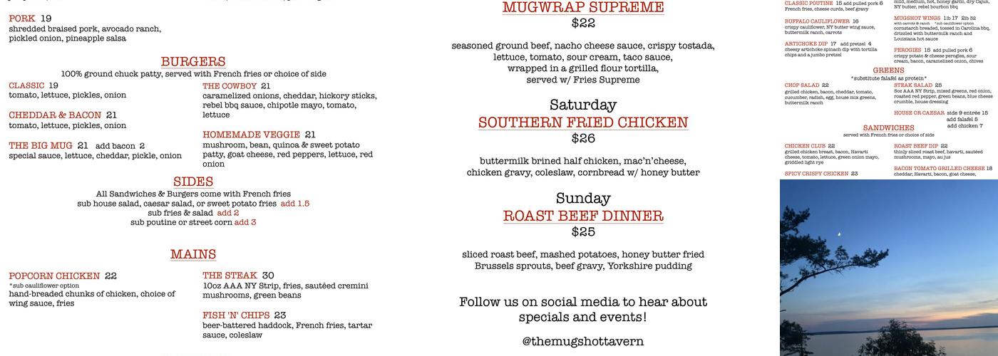The Mugshot Tavern Menu
