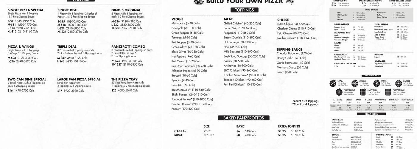Gino's Pizza & Wing Machine Menu