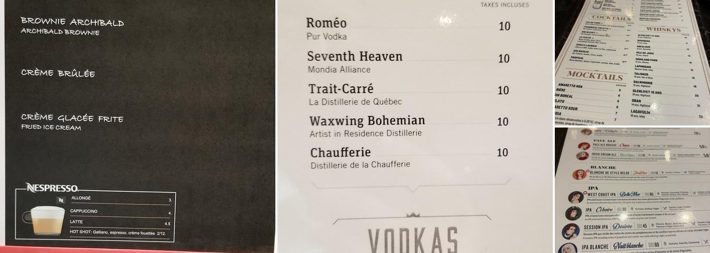 Archibald Microbrasserie Menu