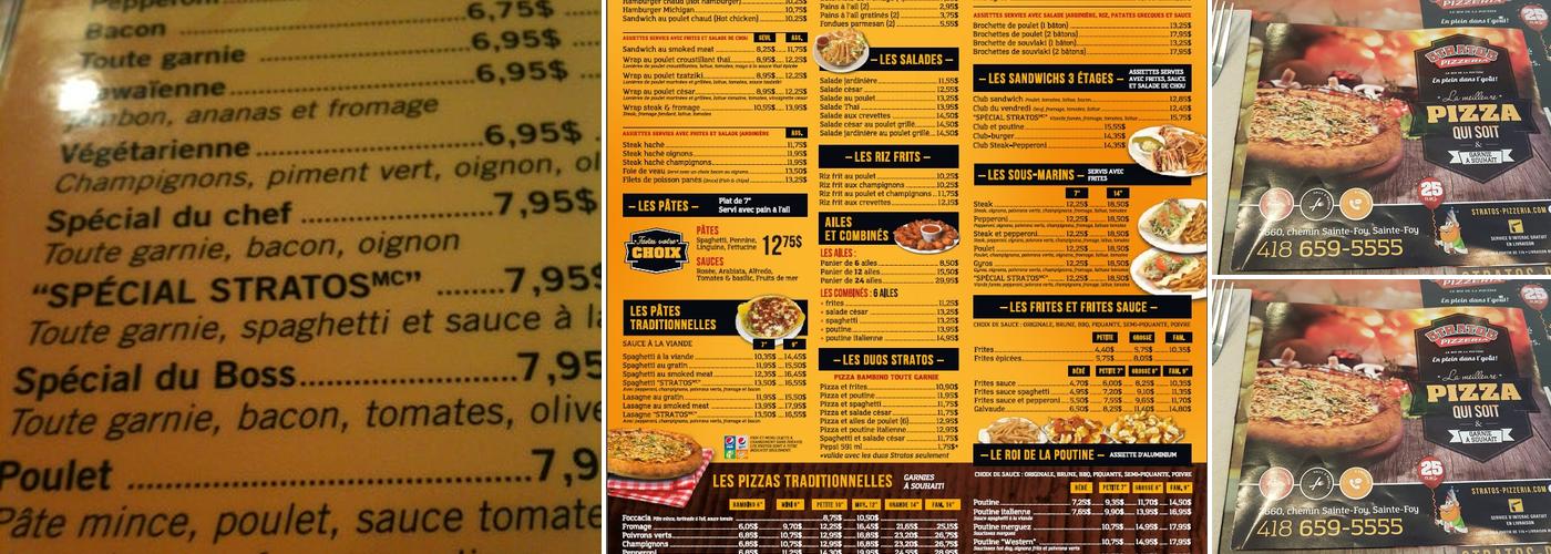Stratos Pizzeria Menu