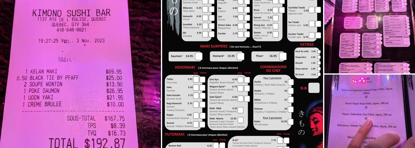 Kimono (Kimono Sushi Bar) Menu