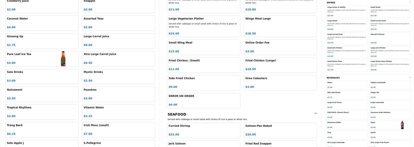 Caribbean Deck Cafe Menu