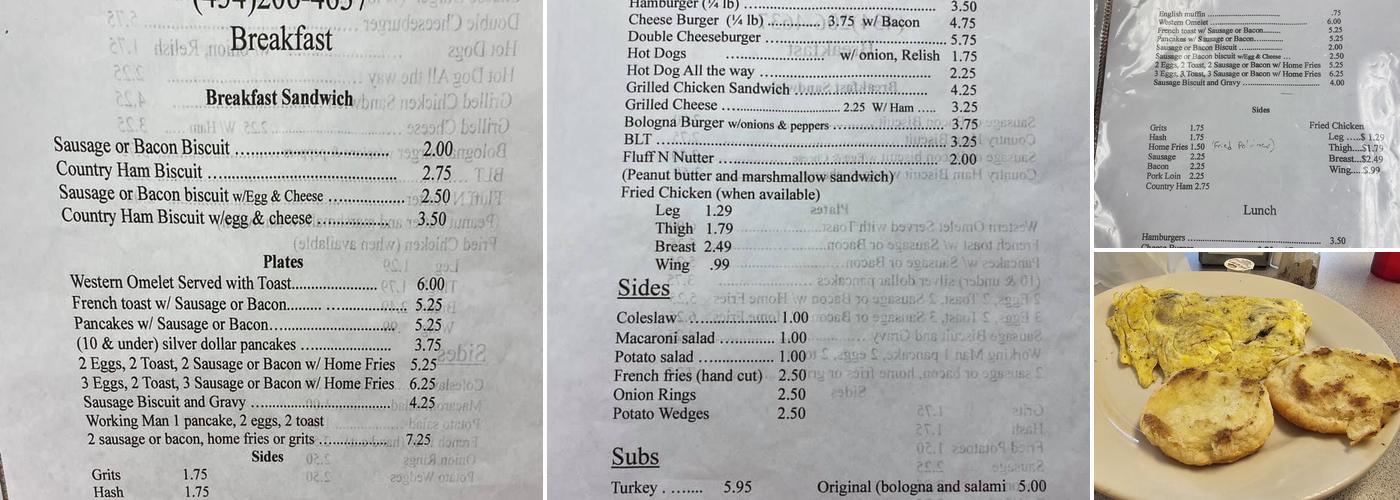 Amelia’s Diner Menu