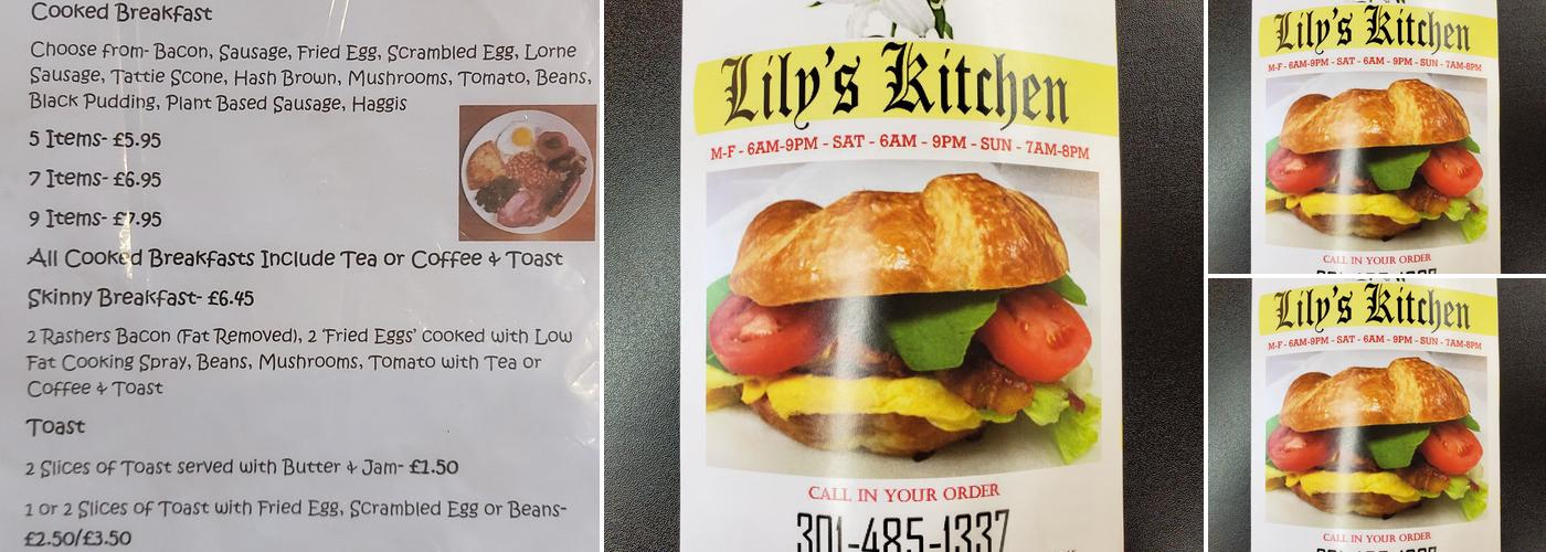 Lily's Kitchen Menu