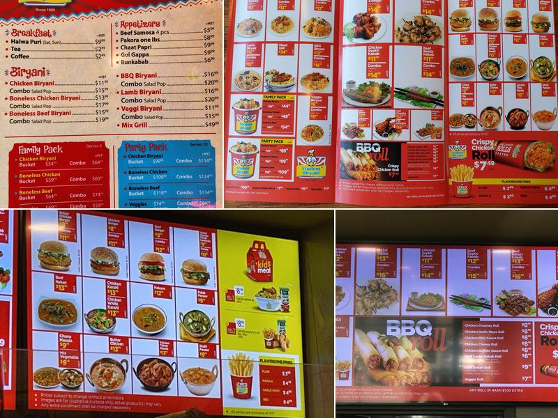 Student Biryani Menu