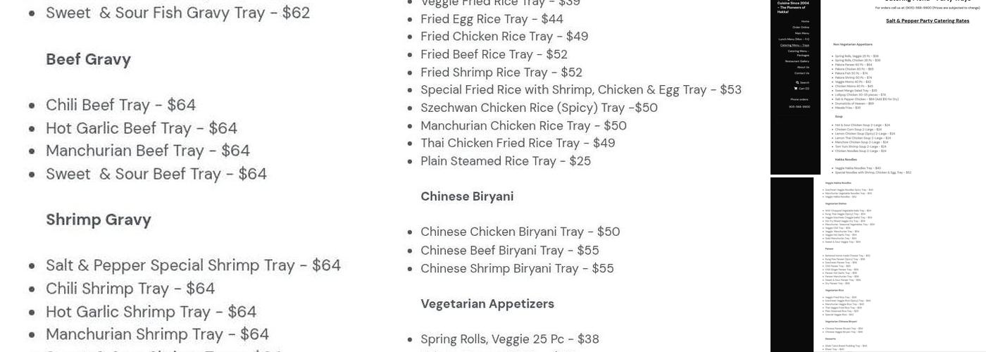 Salt & Pepper Hakka Chinese Menu