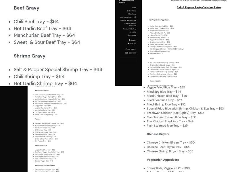 Salt & Pepper Hakka Chinese Menu