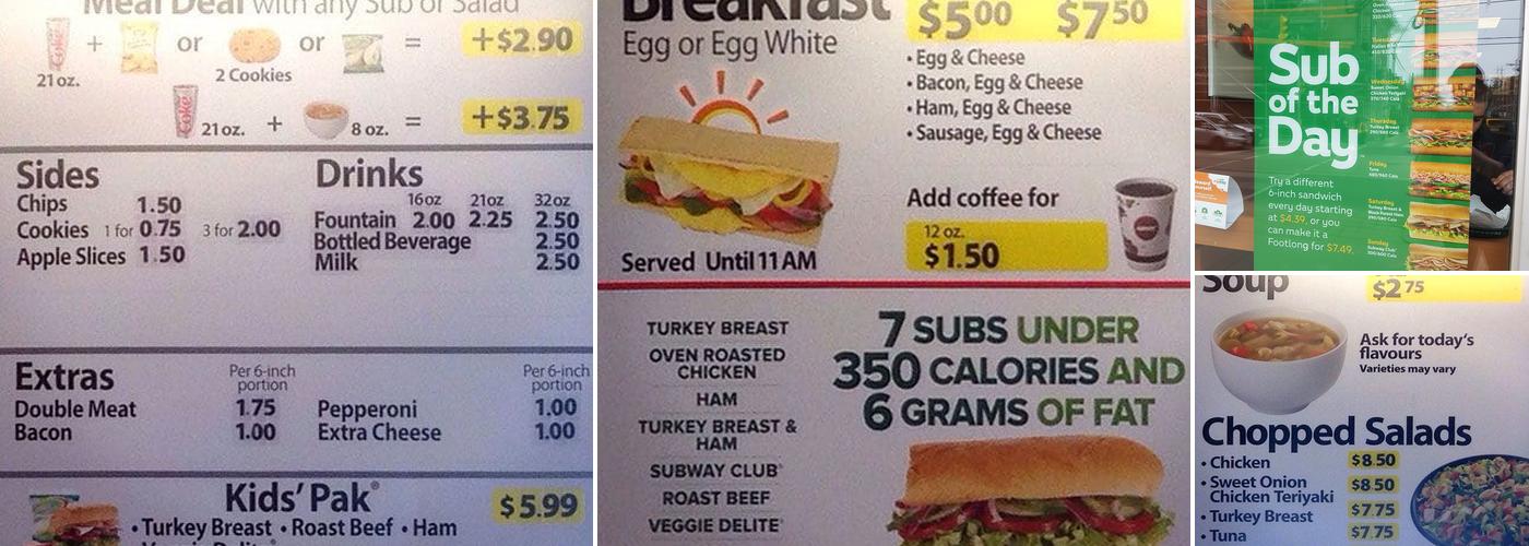 Subway Menu