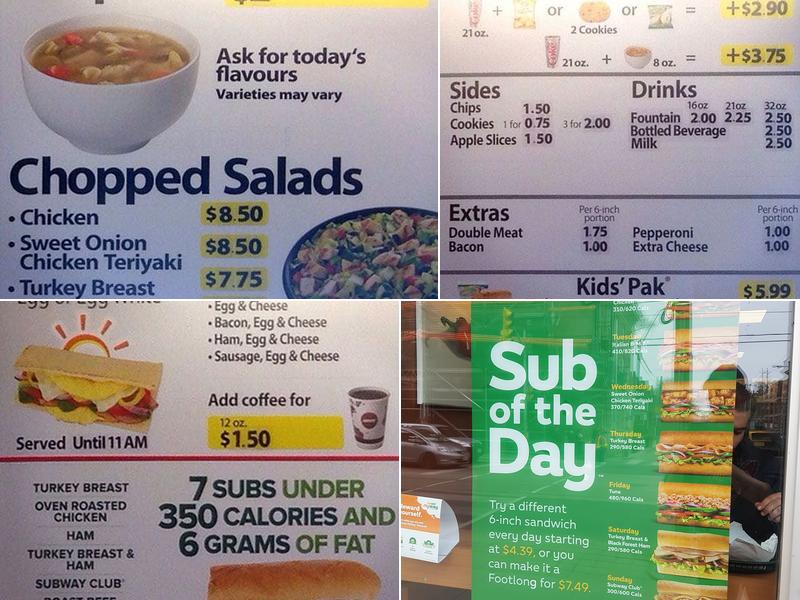 Subway Menu