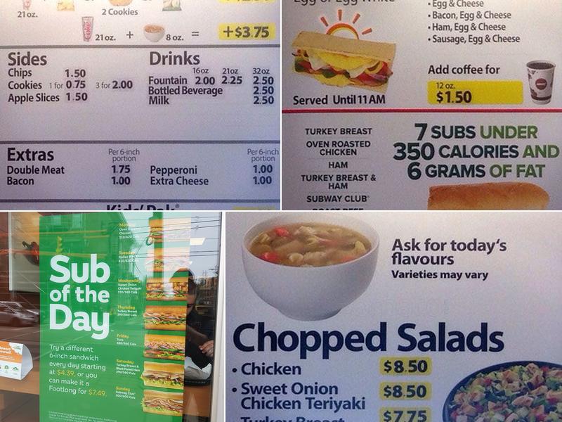 Subway Menu