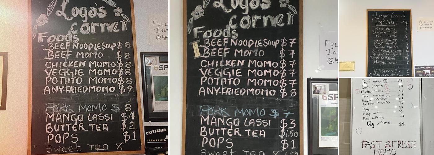 Loga's Corner Menu