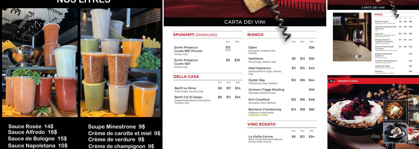 Pacini Québec Sainte-Foy Menu