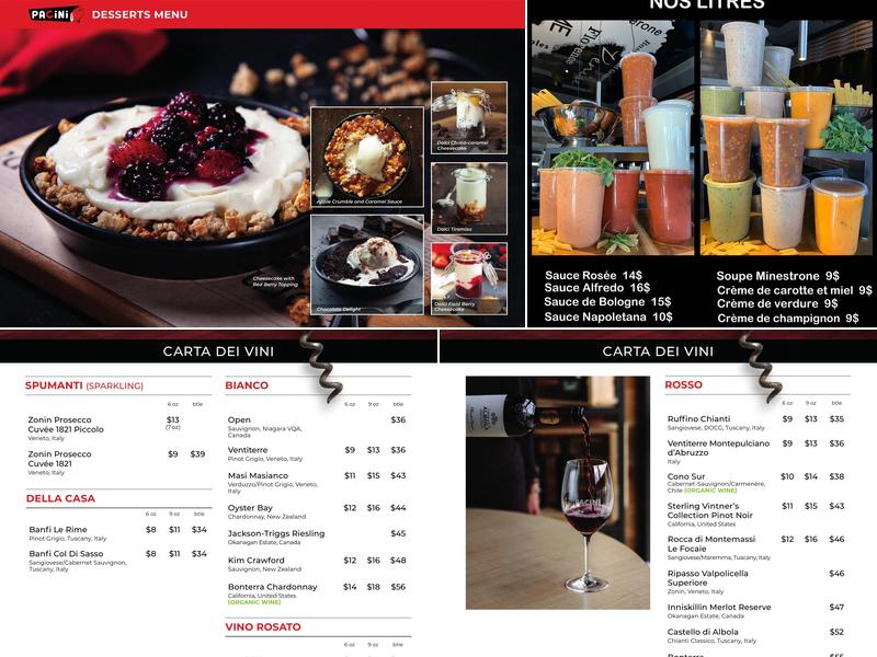 Pacini Québec Sainte-Foy Menu