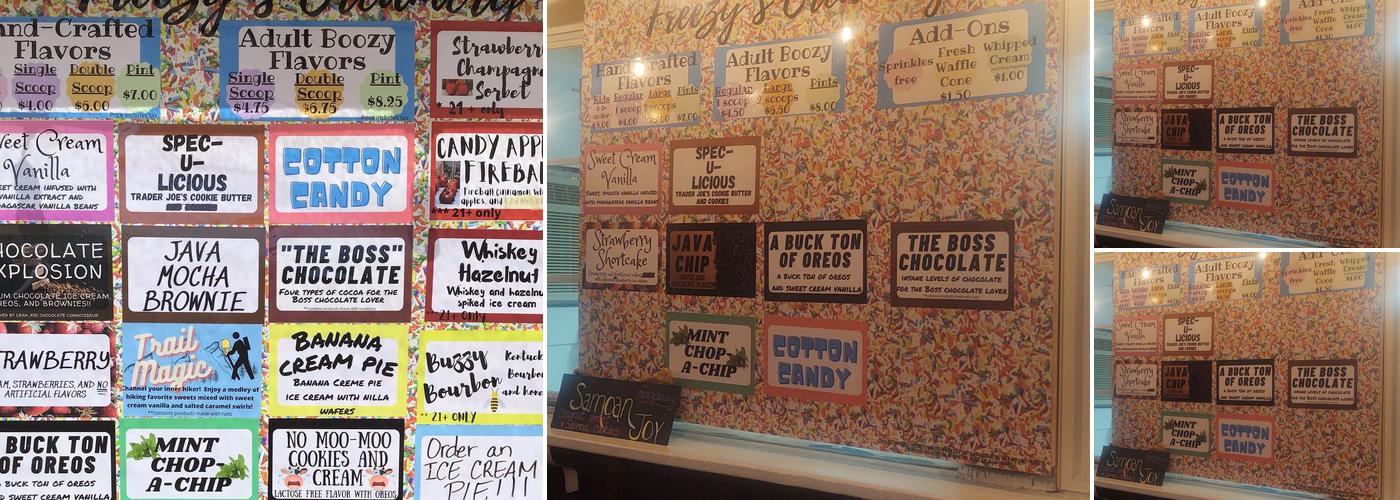 Freezy's Creamery Menu