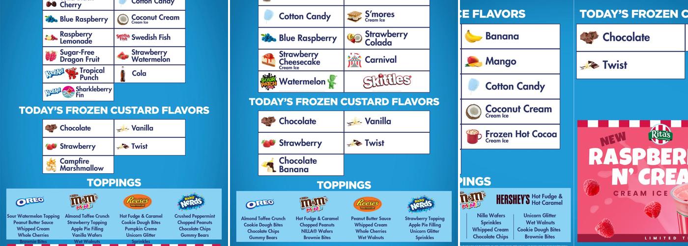 Rita's Italian Ice & Frozen Custard Menu