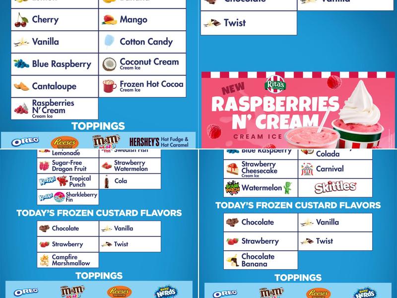 Rita's Italian Ice & Frozen Custard Menu