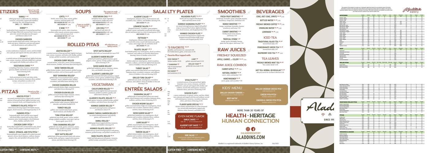 Aladdin's Eatery Cleveland Clinic Menu