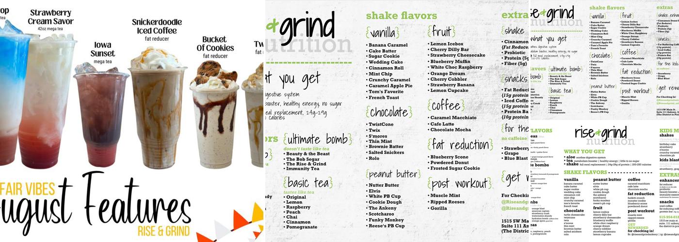 Rise & Grind Nutrition Menu