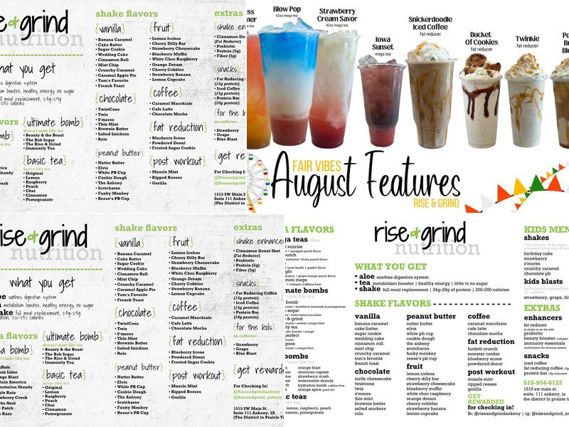 Rise & Grind Nutrition Menu