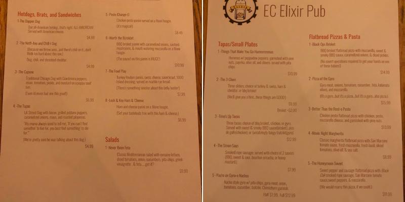 Elixir Pub Menu
