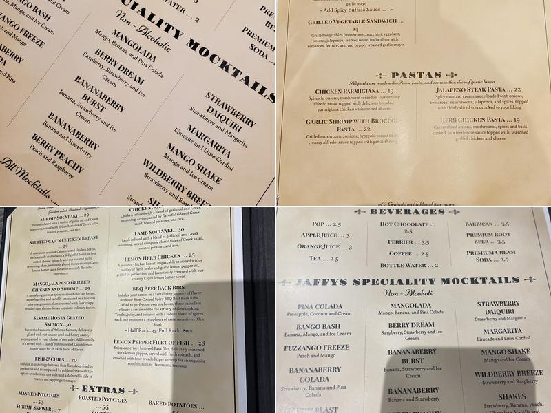 Jaffys Premium Grill Menu