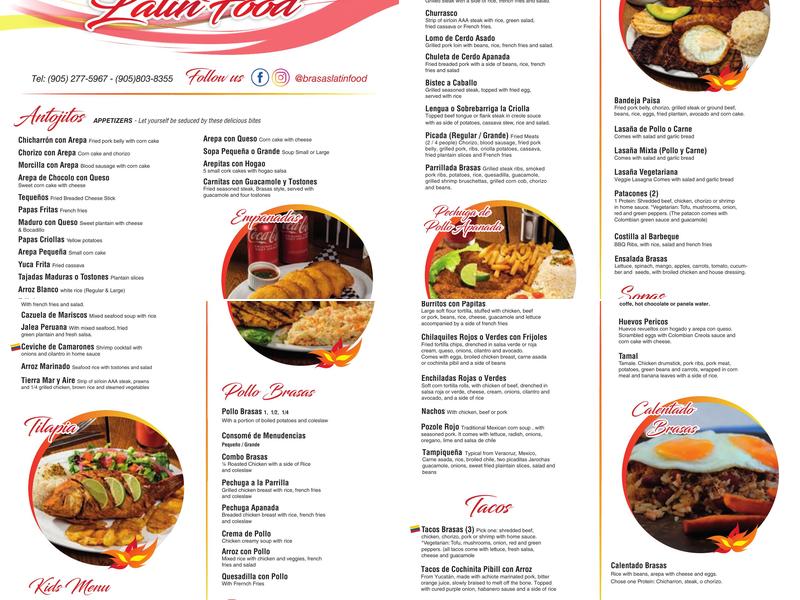 Brasas Latin Food Menu