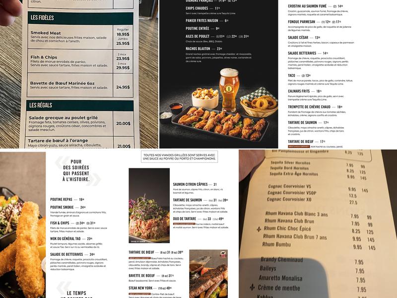 Blaxton St-Romuald Menu