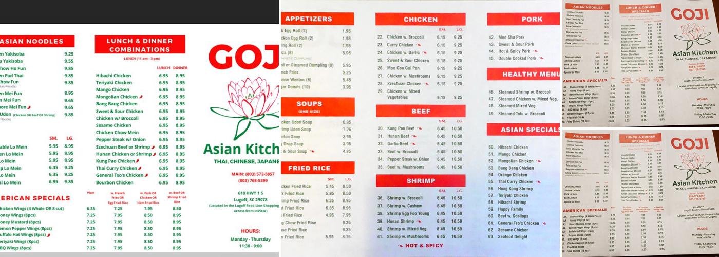 Goji Asian Kitchen Menu
