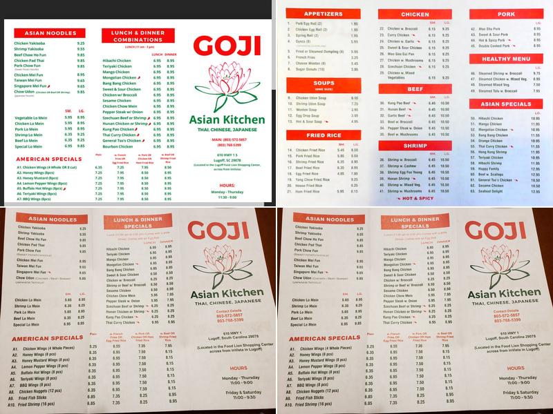 Goji Asian Kitchen Menu