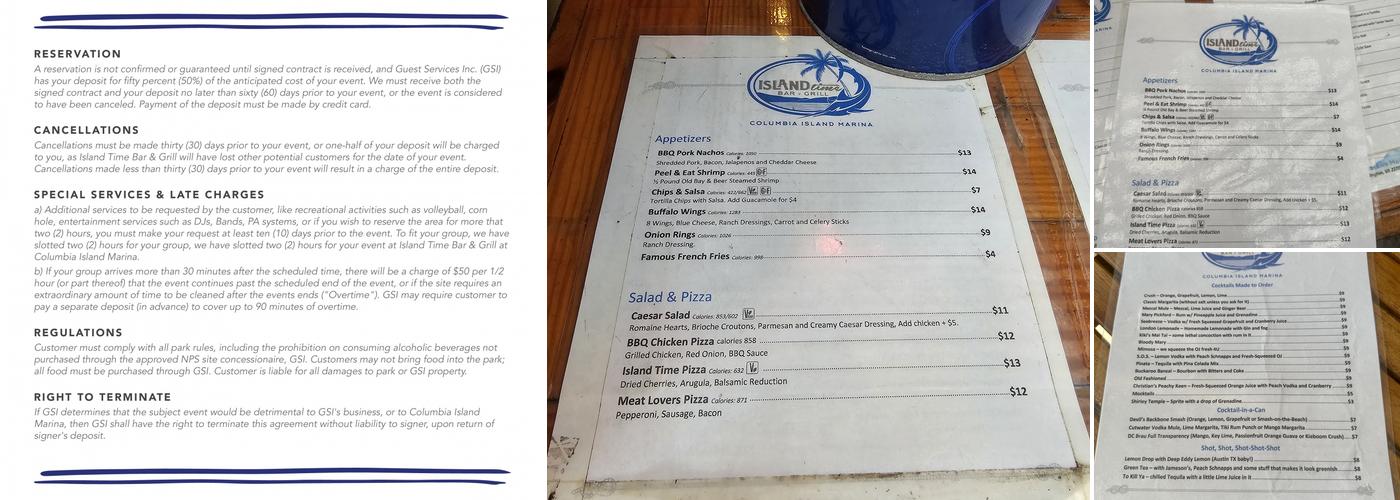 Island Time Bar & Grill Menu