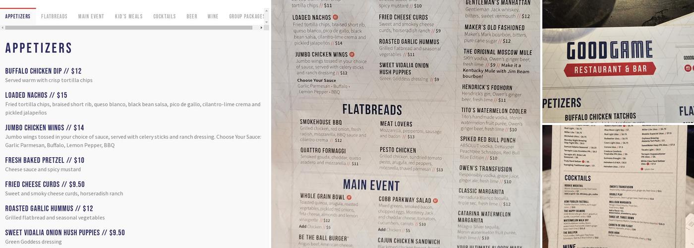 Good Game powered by Topgolf Swing Suite Menu