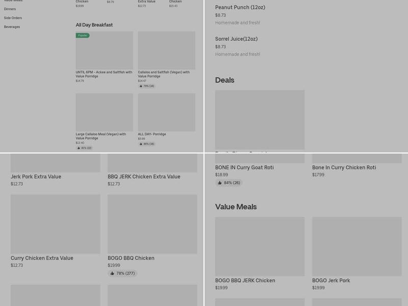 Sunrise Caribbean Whitby Menu