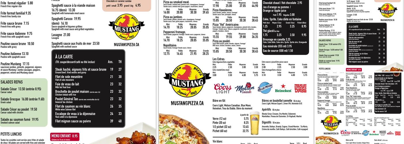 Mustang Pizza Restaurant Menu