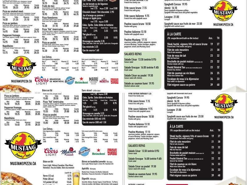 Mustang Pizza Restaurant Menu