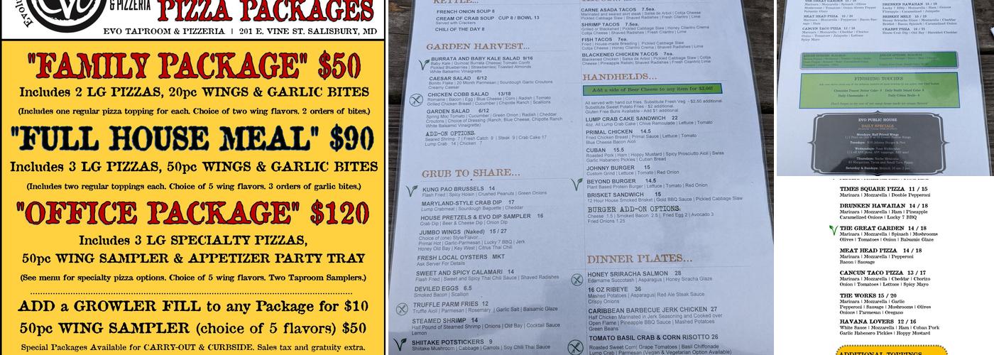 Evolution Taproom & Pizzeria Menu