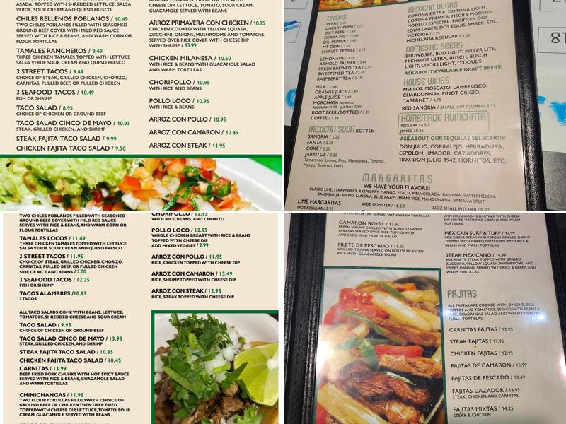 Cinco De Mayo Mexican Restaurant Menu