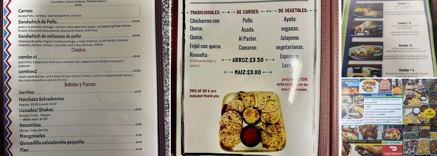 Pupuseria y Antojitos Guanaquitas Menu