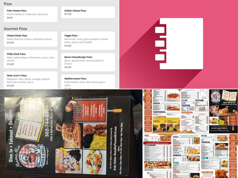 Mama Mia pizza and grill Menu