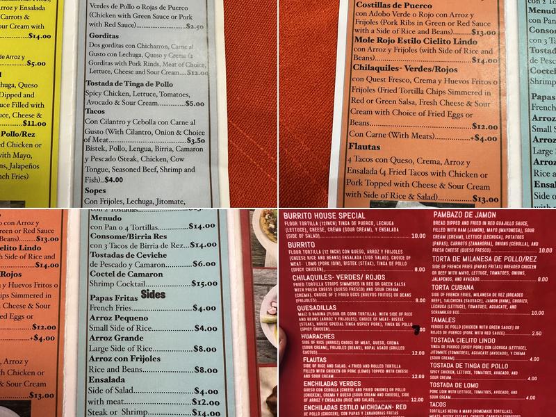 Cielito Lindo Mexican Restaurant Menu
