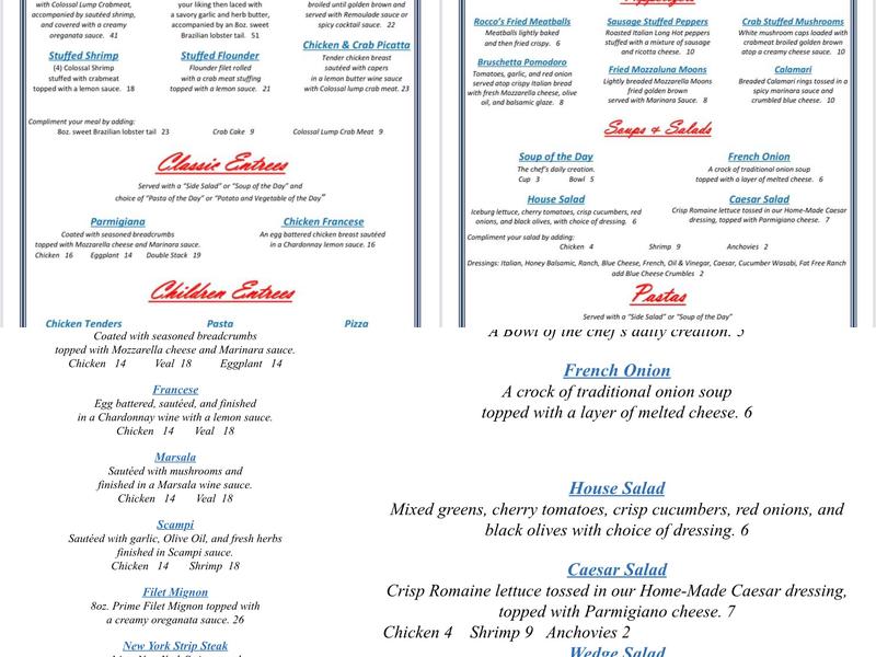 Rocco's Menu