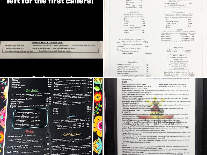 Rosa's kitchen Menu
