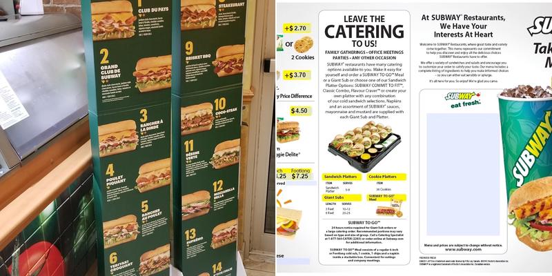 Subway Menu