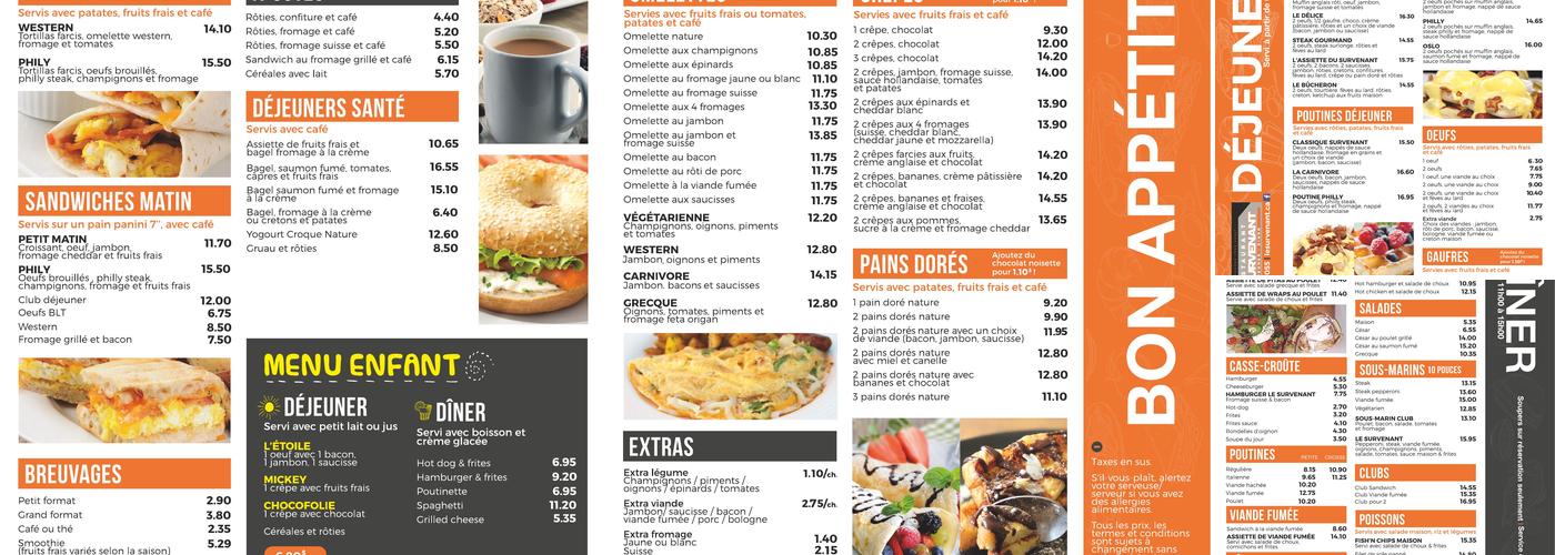 Restaurant Le Survenant Menu