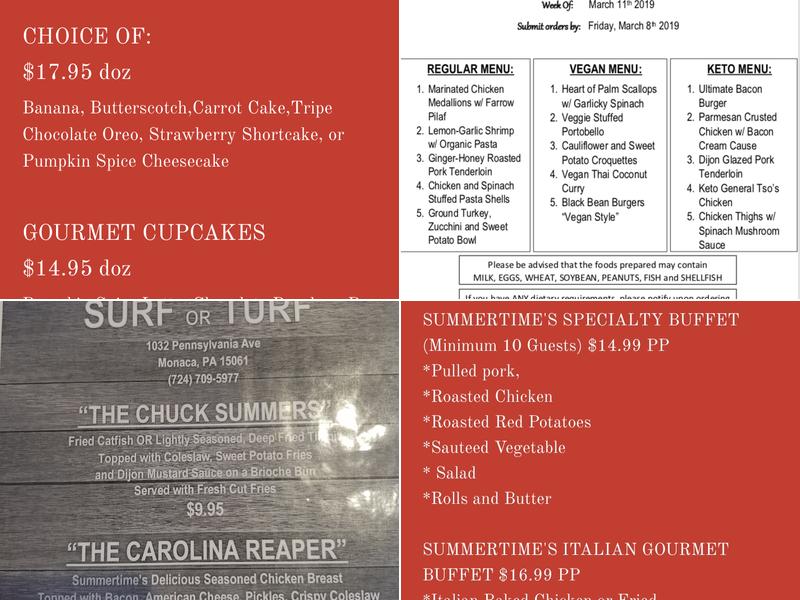 SUMMERTIME'S FEEL GOOD FOODS Menu