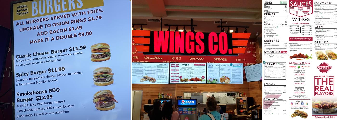 Wings Co. Menu
