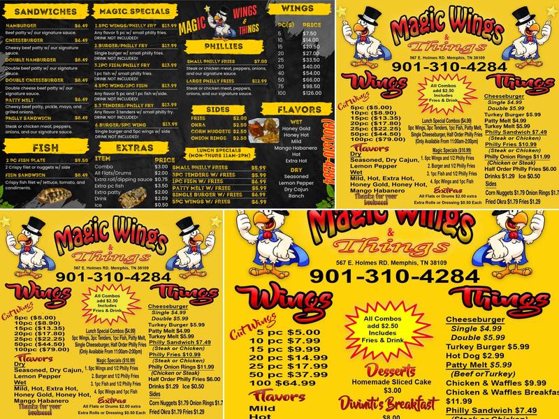 magic wings and things Menu