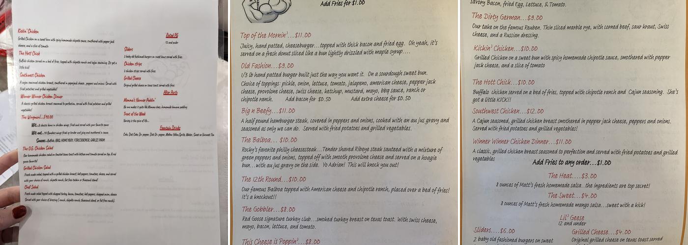 Twisted Goose Menu