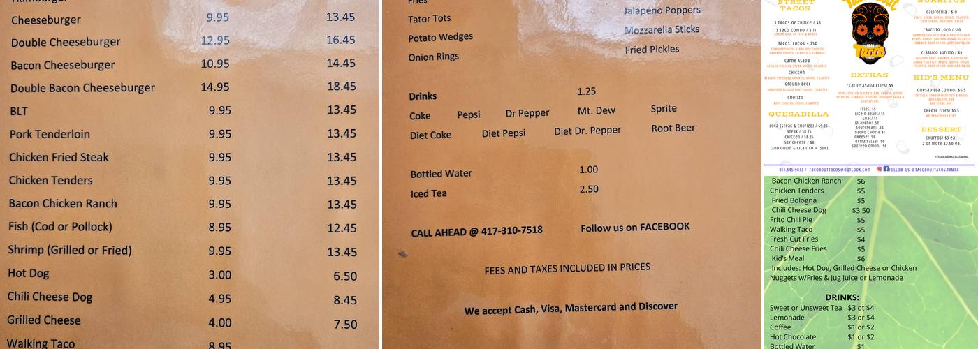 Snack Shack & Grill Menu